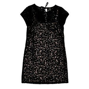 Ann Taylor LOFT | Black Cream Cocktail Shift Lace Dress | Size 8